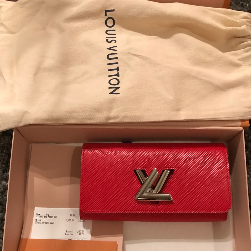 Louis Vuitton LV initials wallet- red epi leather